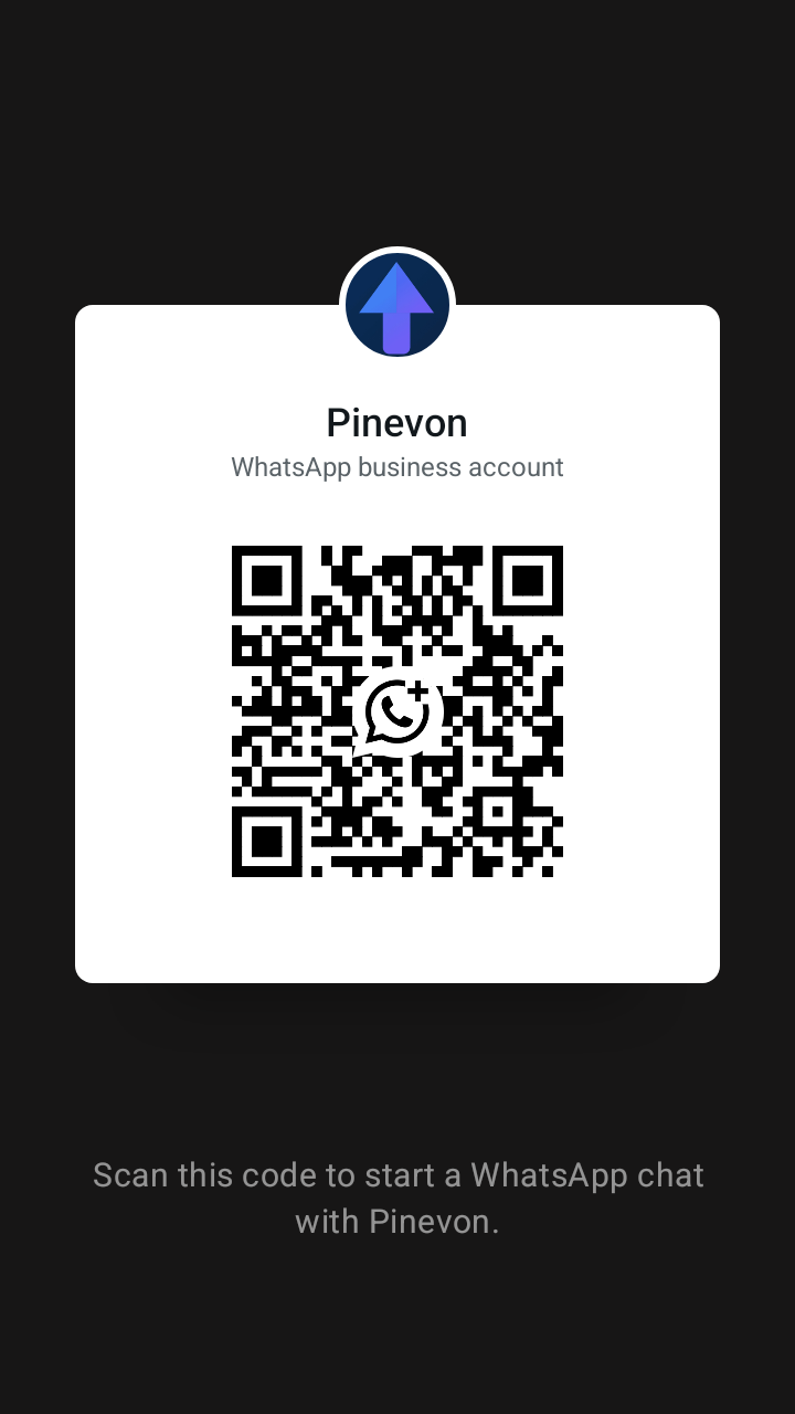 QR code to start a WhatsApp chat with Pinevon